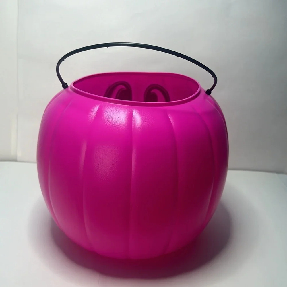 Hot Pink Halloween Pumpkin Blow Mold Bucket Pail Trick-or-treat General Foam USA